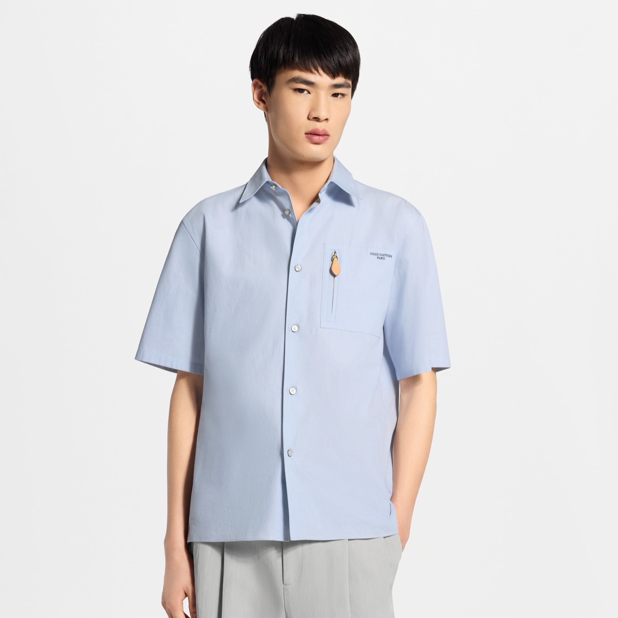 Short-Sleeved Shirt With Zipper Pocket - Men - Ready-to-Wear